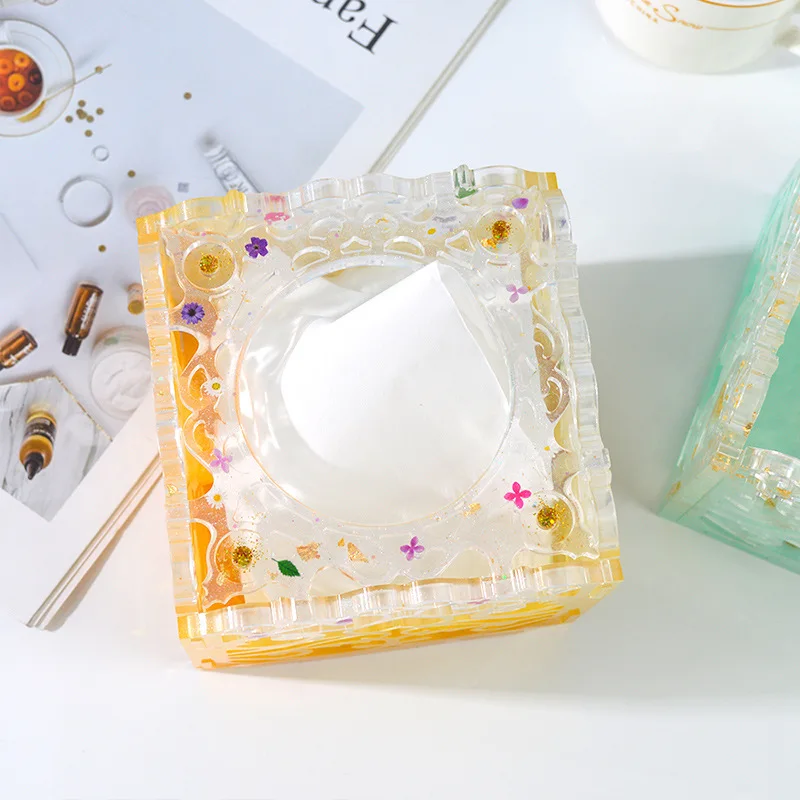 DM225 Square Silicone Tissue Box Resina Epoxi Kit Completo Resin Casting Mould for Jewelry Storage DlY Gift Box