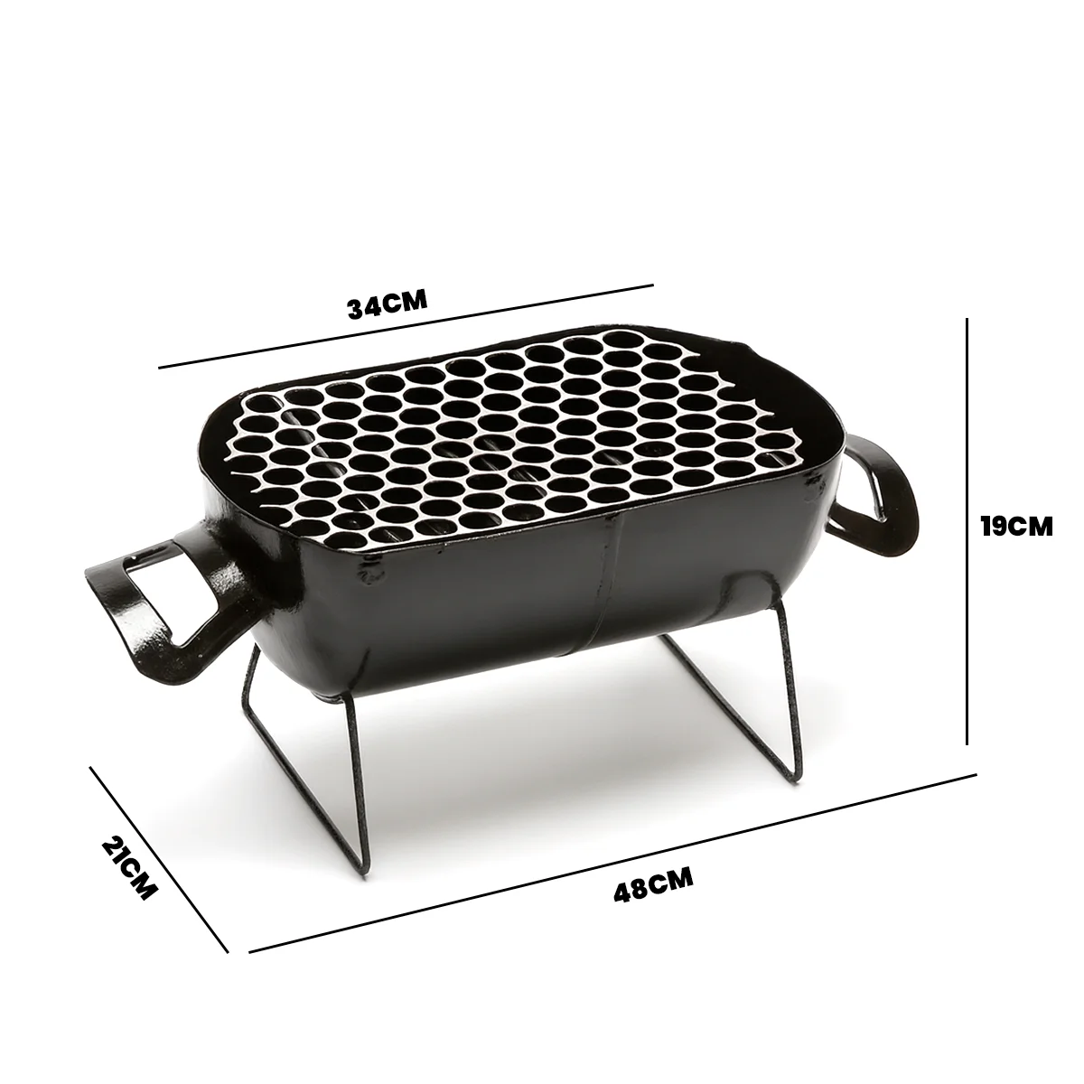 شواء محمول مدمج من الفولاذ مع مقابض جانبية لشواية إينوكس وأقدام معززة مثالية للتخييم في الفناء الخلفي وأريس