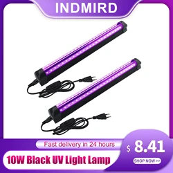 INDMIRD lámpara de luz negra UV, tubo de luz negra de 10W, lámpara LED de 395nm, barra de luz negra para Halloween,Club, fiesta, discoteca