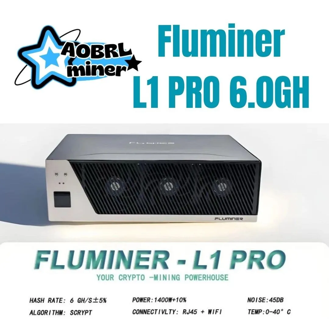 

Майнер Fluminer L1 Pro 6Gh/s для монет DOGE LTC BEL, 1400W, 110-240V, с блоком питания