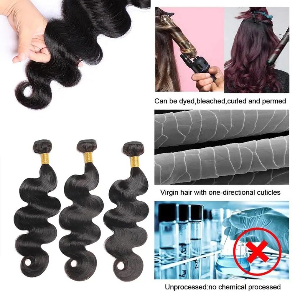 Mechones de cabello brasileño ondulado, 28, 30, 32 ", 1, 3 mechones de cabello humano virgen Remy, extensiones de cabello crudo