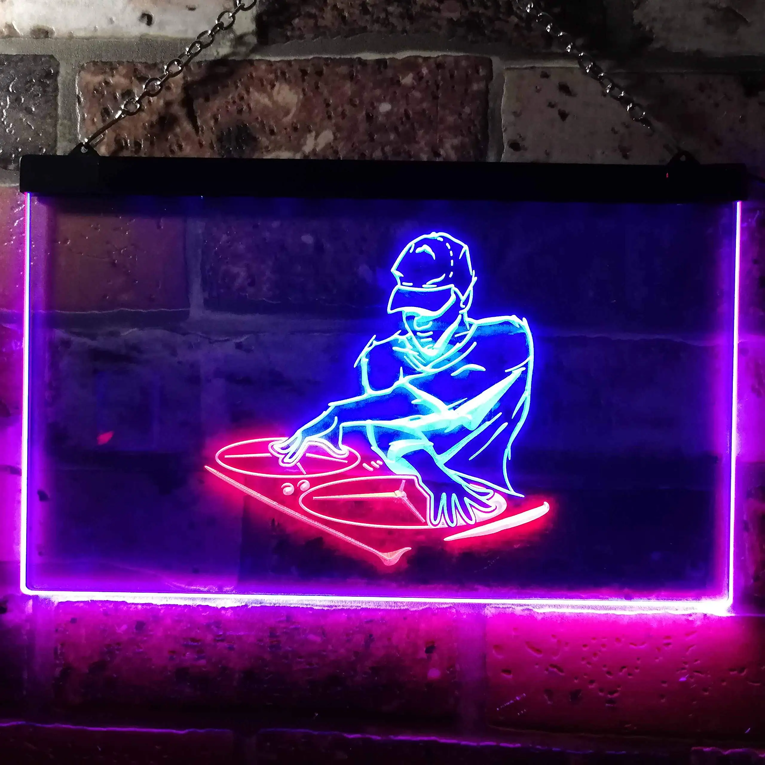 Custom Dual Color LED Neon Sign DJ Disc Jockey Disco Music Bar Beer Pub Club Dual Color LED Neon Sign