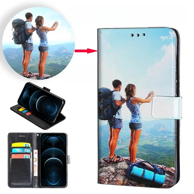 Spersonalizowane skórzane etui z klapką i portfelem do Samsung Galaxy S25 FE S26 Pro S24 Ultra S23 S22 Plus Note 20 10 Pro z nadrukiem zdjęć — zdjęcie produktu 7