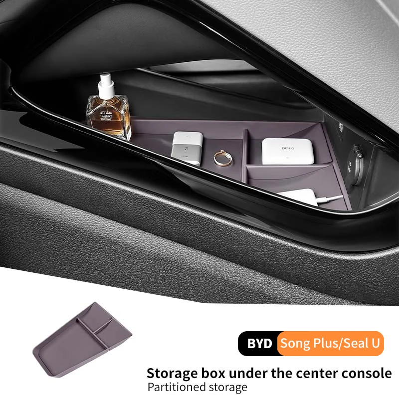 

For Byd Song Plus Seal U Dmi EV 2023-2025 Car Central Control Lower Storage Box Wear resistant Organizer Case Anti-slip Interior
