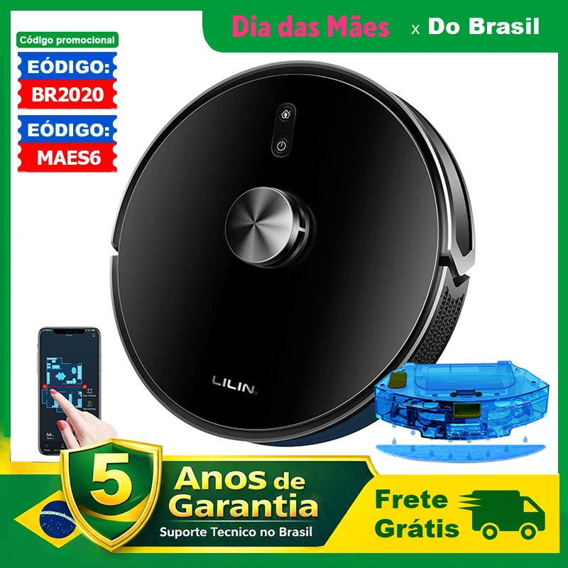 LILIN X6 /Liectroux Robô aspirador de pó com Navegação LiDAR, combin, combinação de limpeza a seco e a úmido, sucção de 6500Pa, mapa de vários andares, esfregão úmido em forma de Y, limpeza de carpete com reforço turbo