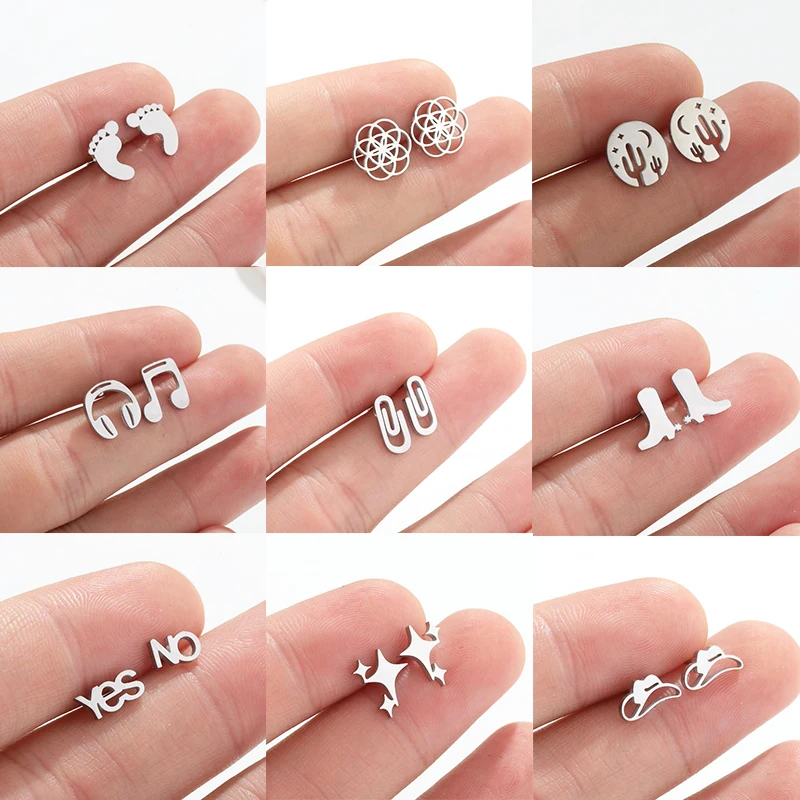 Mini Footprint Stainless Steel Women Multiple Earrings Birthday Gifts Girl Earring Fashion Jewelry Pendientes Acero