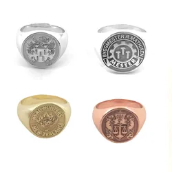 Custom Engraved 17mm Round Top Ring Engraved Signet Ring Personalize Engraving Letters Logo Rings Fashion Men Copper Jewelry
