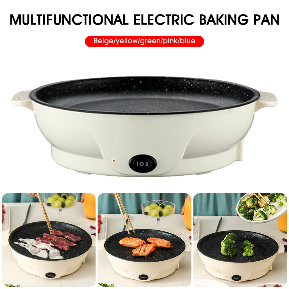 Electric Frying Pan Skillet Non-Sticky Grill Fry Baking Roast Pan Cooker Barbecue Cooking Kitchen Tool