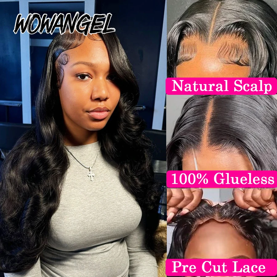 WOWANGEL Body Wave Pre Cut 9x6 HD Lace Closure Wigs Glueless Wigs Human Hair Wear To Go Melt Skins Brazilian Hair For Women