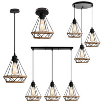 1/3 Heads Vintage E27 Pendant Light Industrial Hemp Rope Hanging Lamp Retro Loft Ceiling Chandelier Bedroom Living Room Lighting