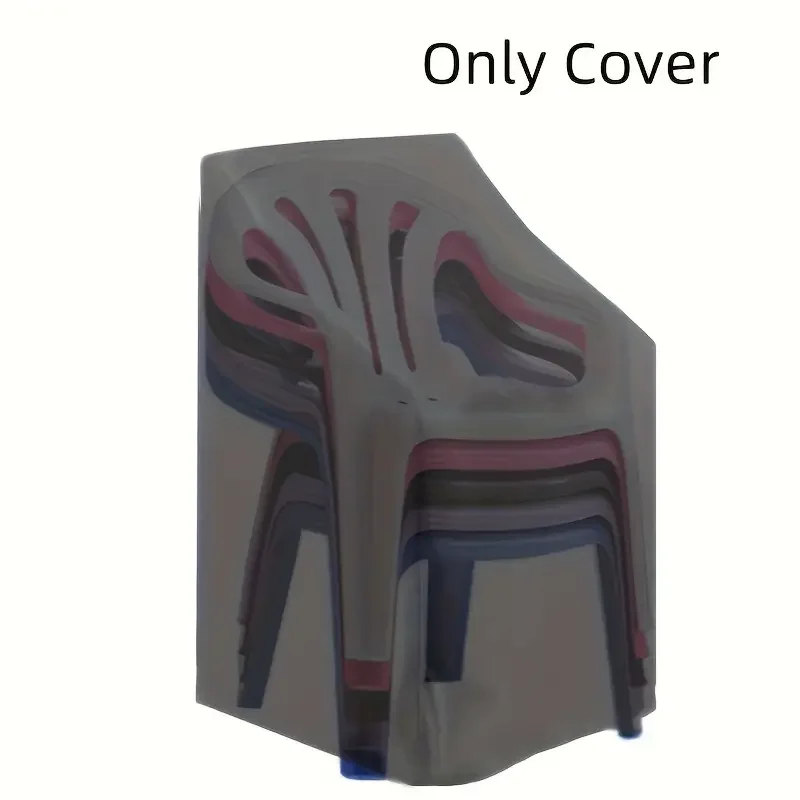 شرفة الحديقة الخارجية، كرسي قابل للتكديس، غطاء غبار، حقيبة تخزين، غطاء حماية الأثاث، مقاوم للماء، أسود #5