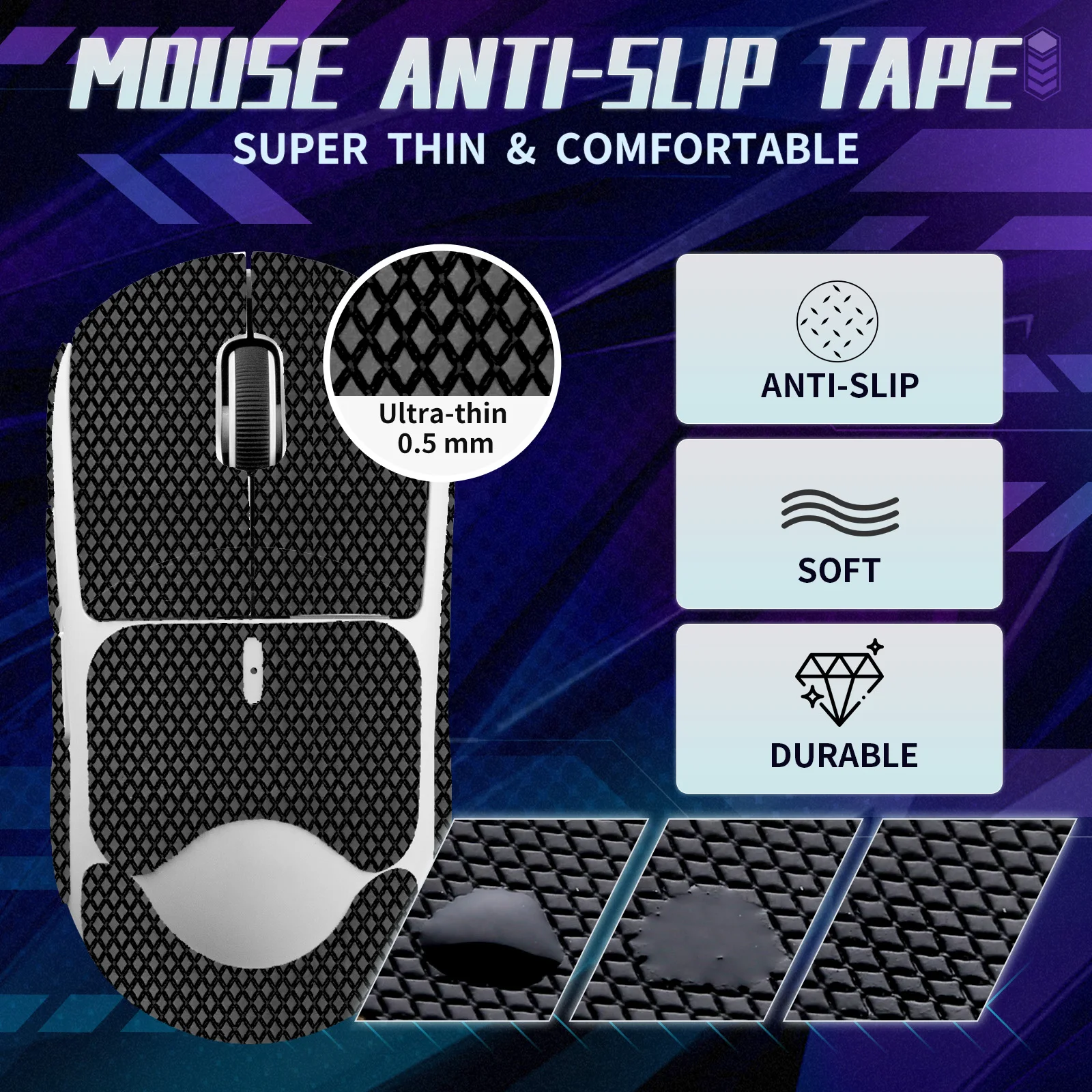 1 Pack TALONGAMES Mouse Anti Slip Grip Tape for Logitech G PRO X SUPERLIGHT 2C Wireless Mouse, Palm Sweat Absorption, Cut to Fit