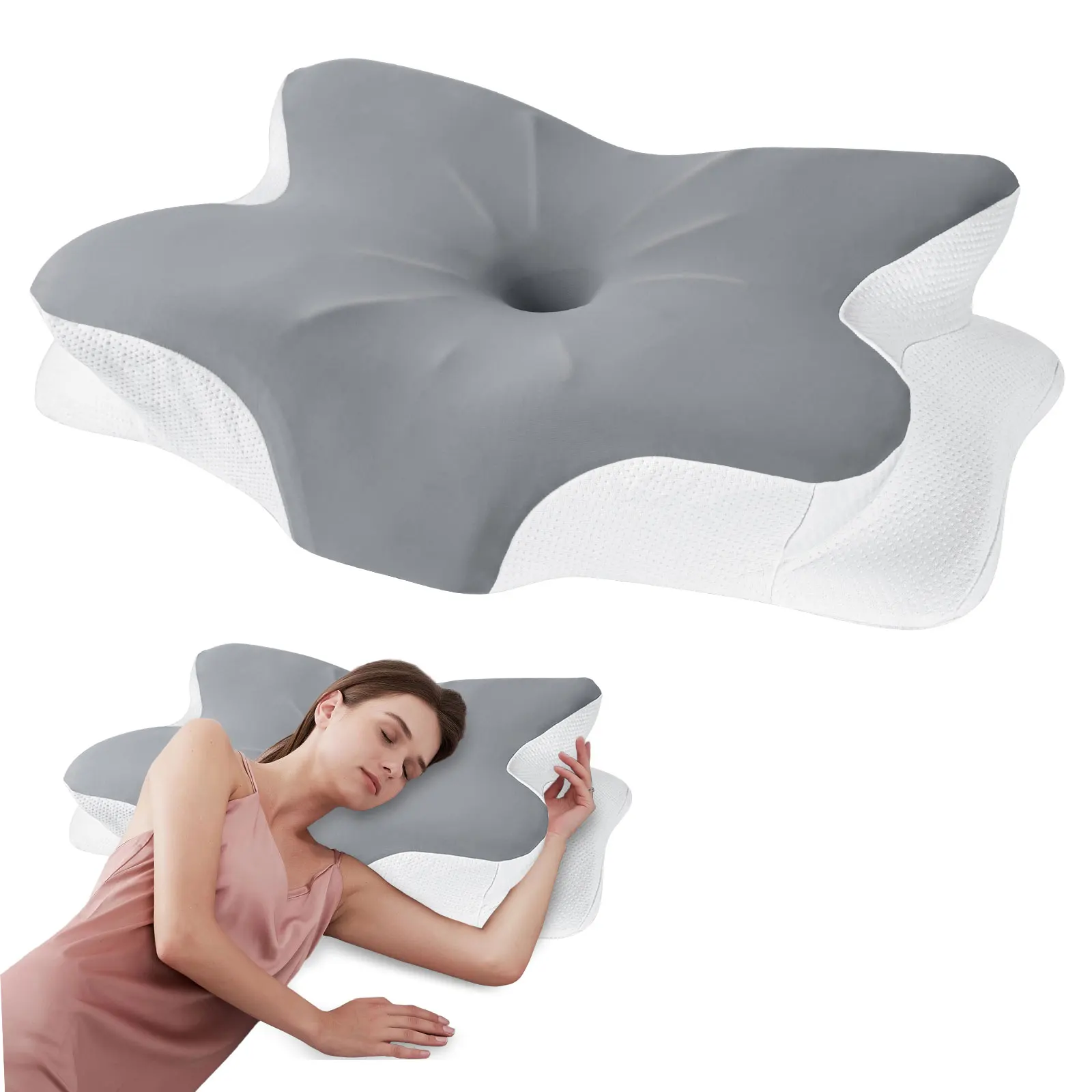 Memory-Schaum-Kissen, Nackenkissen, ergonomisches orthopädisches Nackenstützkissen für Seiten-, Rücken- und Bauchschläfer, intelligente Passform