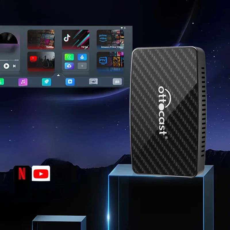 OTTOCAST Draadloze CarPlay Android Auto Adapter Ingebouwde Youtube/Netflix/Tiktok/IPTV Ai Box voor auto's met bedrade Carplay GEEN vertraging - afbeelding 2