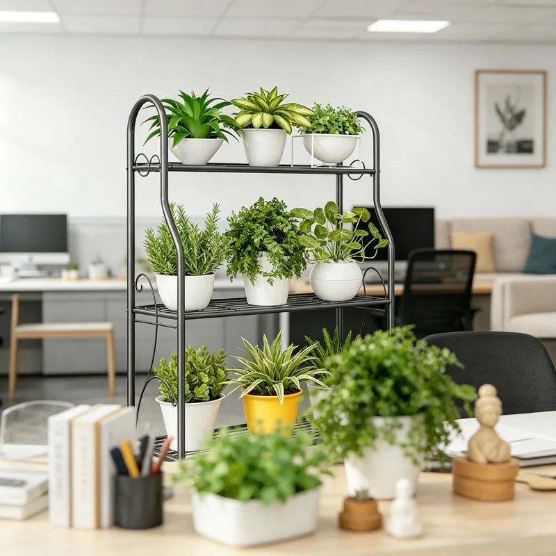 モダンなシンプルなフロアスタンド式多層プラントスタンド、収納ラック付き、リビングルーム、屋外庭園、フラワーホーム、ミニマリスト向け-b739