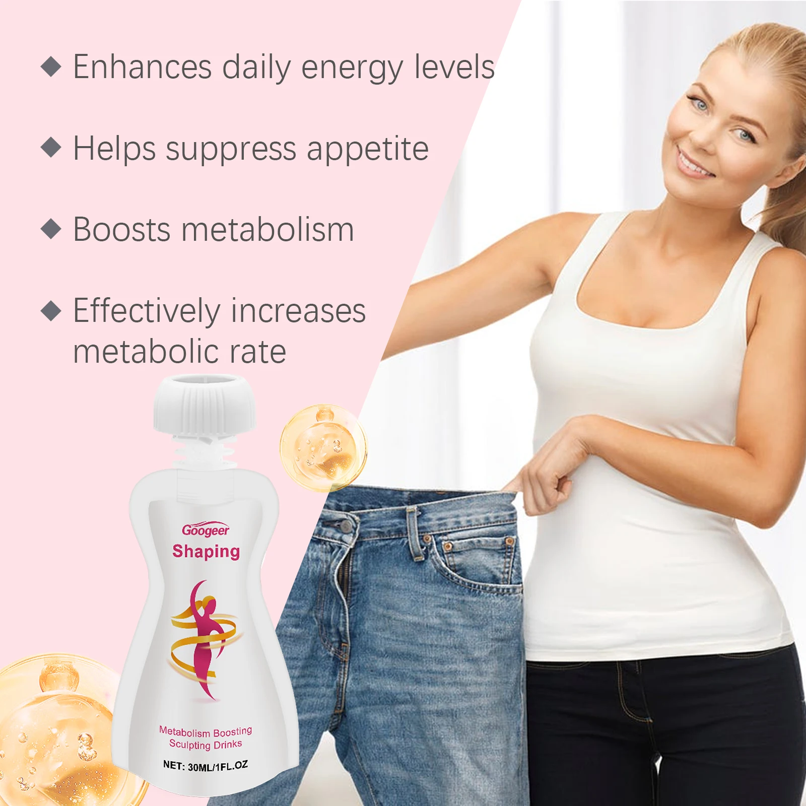 Googeer 150 مللي مشروب الجسم التخسيس تعزيز التمثيل الغذائي حرق الدهون مناعة الطاقة دعم فقدان الوزن تشكيل منحنيات الجسم شرب
