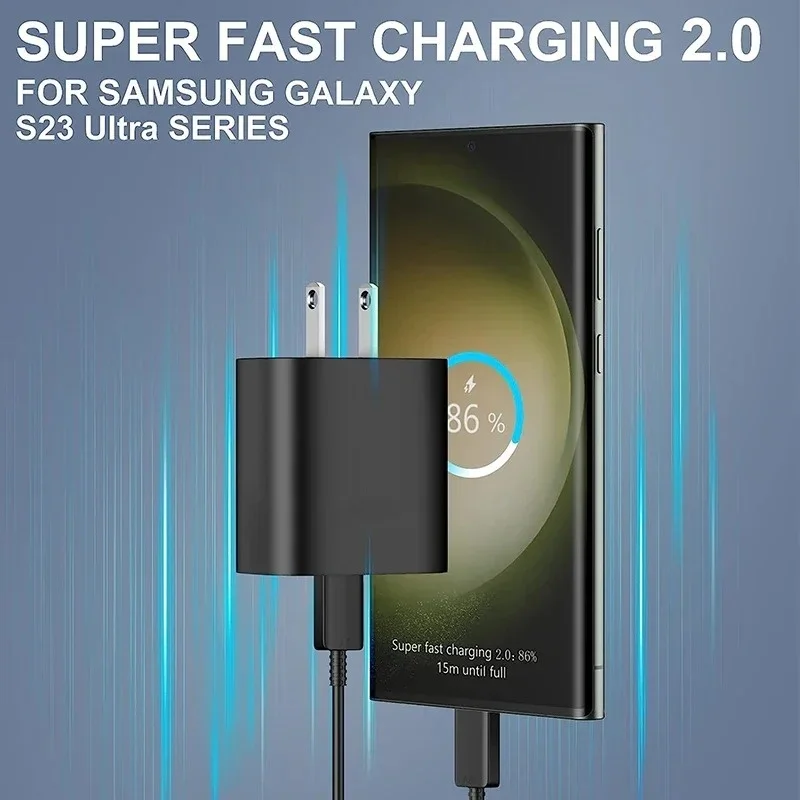 50W PD Super Fast Charge Charger For Samsung Galaxy S23 S22 Ultra Note 10 Plus USB Type C Cable Fast Charging High Speed Charger