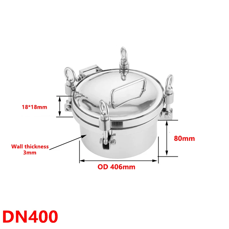 DN400 pressure manhole cover round pressure manhole reactor tank observation pressure manhole tank truck dedicated SS304