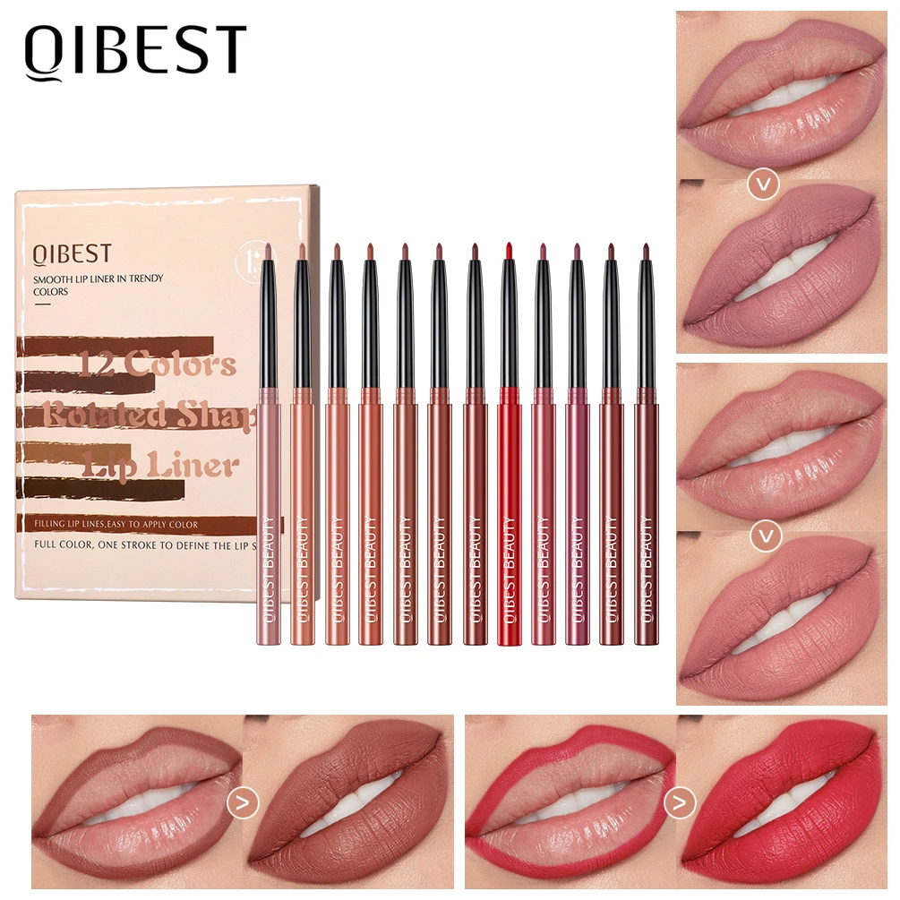 Lipliner Pen Set Lip Makeup Sexy Red Matte Contour Tint Lipstick Pen Waterproof Long Lasting Non-stick Cup Lip Liner Cosmetic