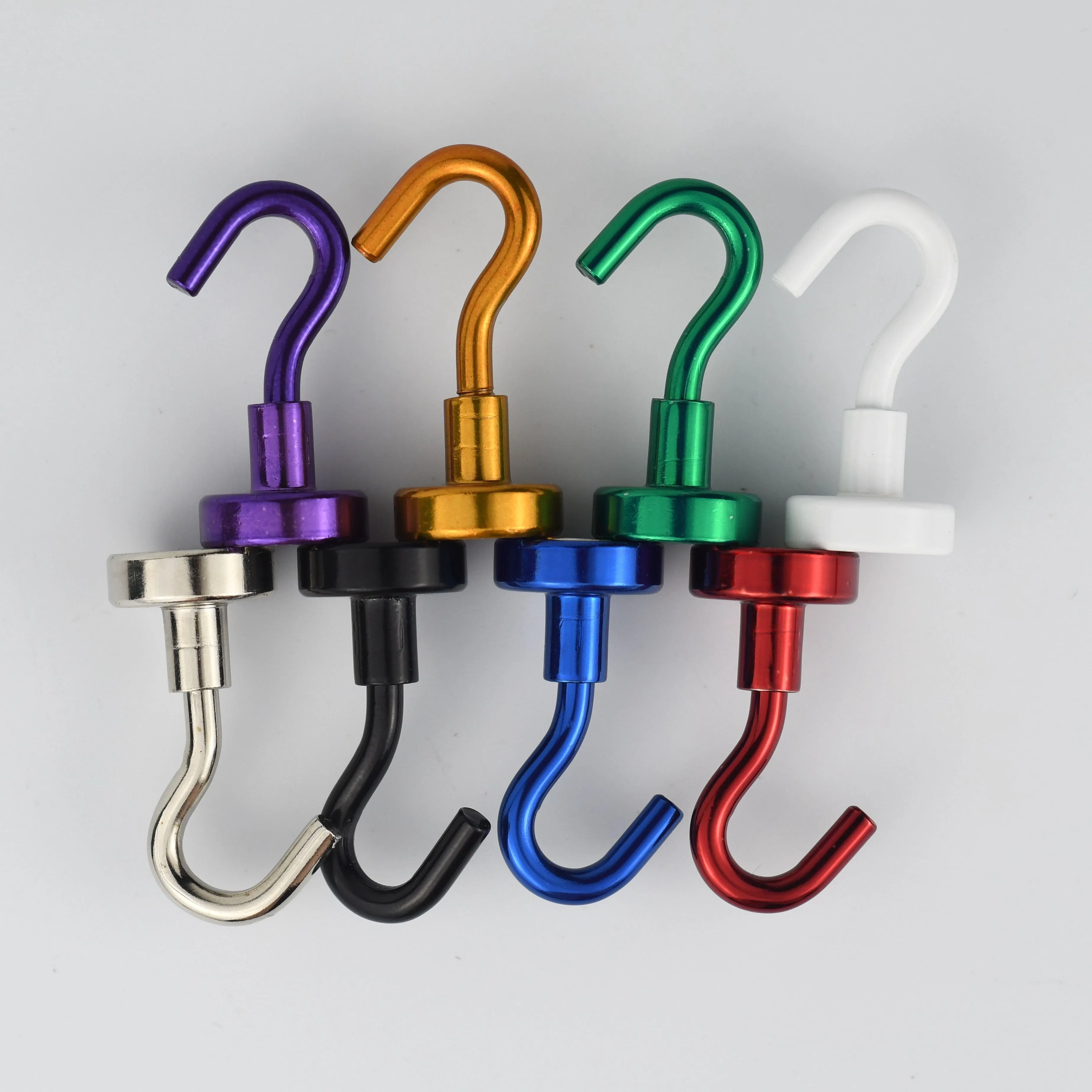 Eclectic Style 8-Pack Metal Utility Hooks, Strong Neodymium Magnet Wall Mount, Easy Install - Colorful Magnetic Hanging Hooks fo