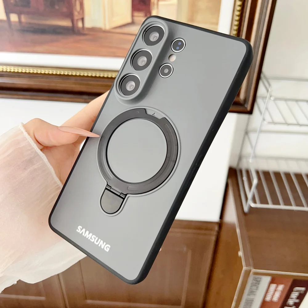360 ° Drehbare Magnetische Metallhalterung Silikon-Handyhülle für Samsung S26 S25 S24 S22 Ultra S26 Plus A57 für Magsafe Cover – Detail 14