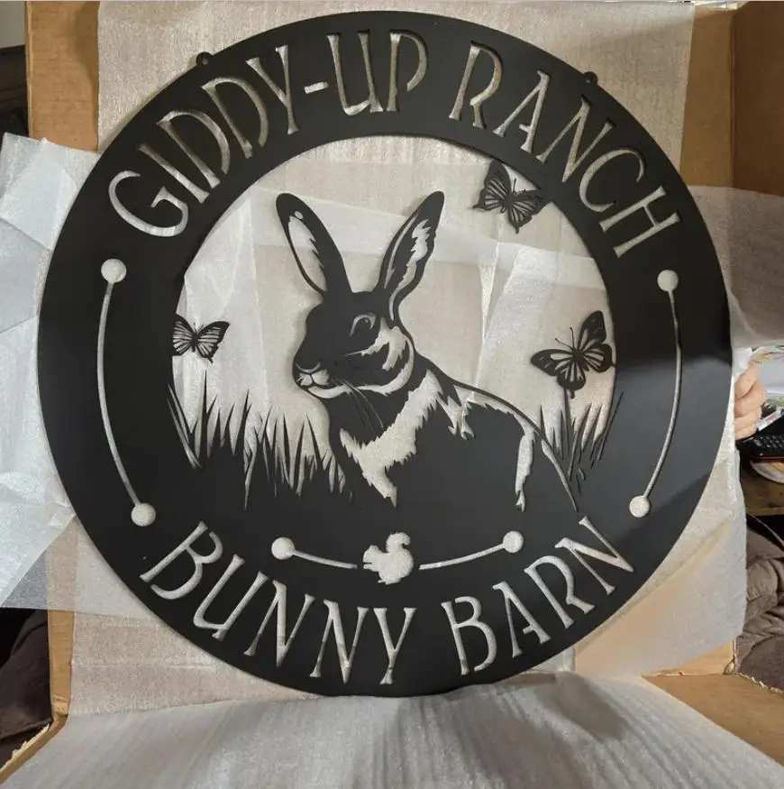 

Custom Metal Bunny Garden Decoration, Personalized Yard Signs