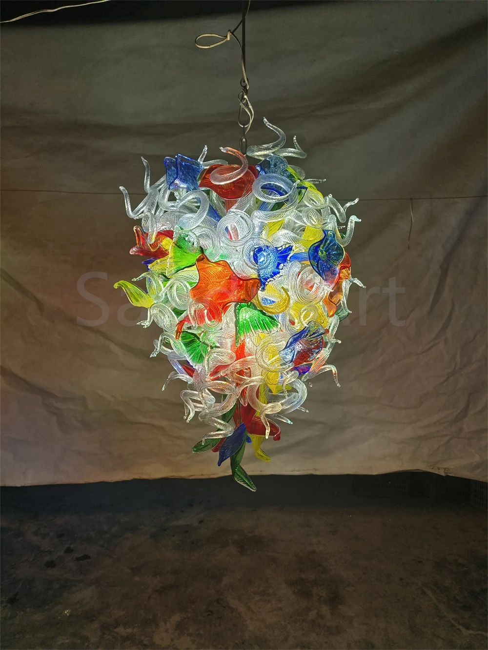 

Multicolor chihuly style murano glass flower chandelier