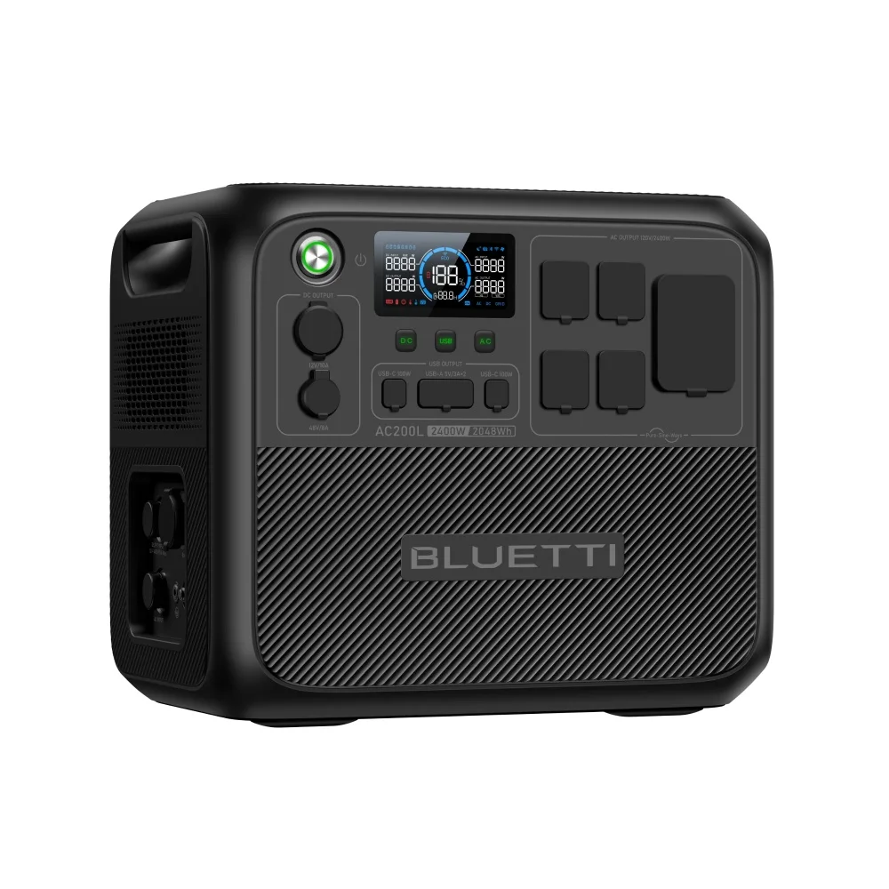 【US PLUG】BLUETTI AC200L Portable Power Station,  2,400W|2,048Wh Solar Generator for Home Backup, RV Trailer, Power Outage