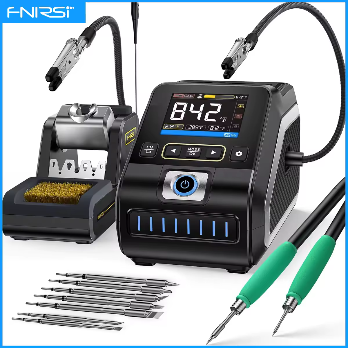 תחנת הדבקה FNIRSI DWS-200 200W C210 C245 ידית פלדה עם עזר להידוק ידני תחנת עבודה להידוק אלקטרוני