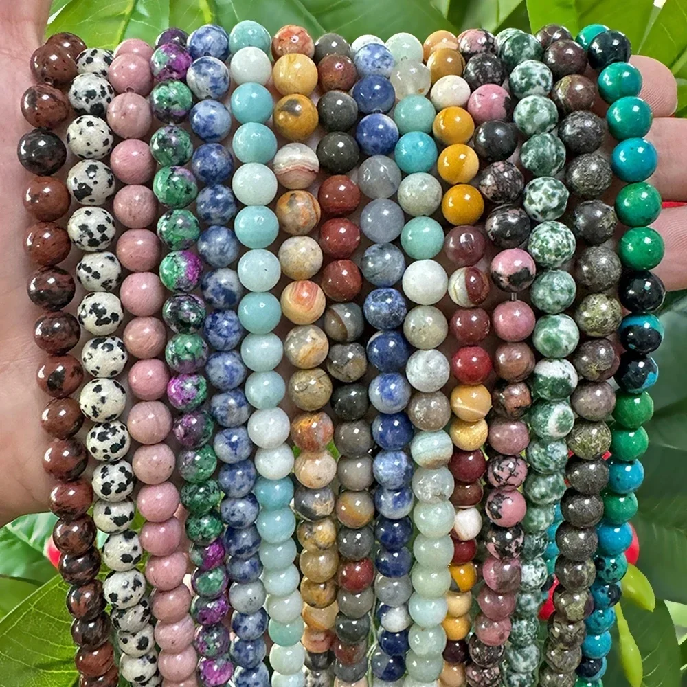 Natuursteen Kralen Jaspers Amazoniet Turkoois Agaat Ronde Kralen voor Sieraden Maken Diy Armband Oorbellen 4/6/8/10/12mm - afbeelding 2