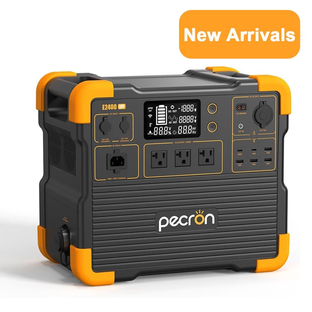 pecron E2400LFP Portable Power Station 2048Wh 2400W LiFePO4 Battery Backup Solar Generator Expandable to 8192Wh for Home Use