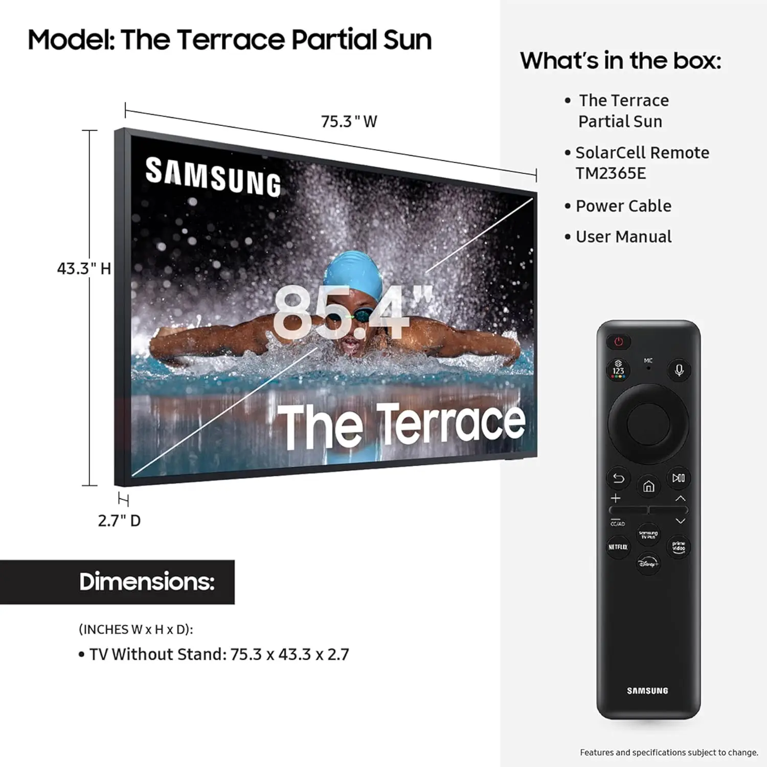 2024ระดับ85นิ้ว QLED 4K LST7C ระเบียงบางส่วนของดวงอาทิตย์ควอนตัมซีรีส์ QN85LST7C HDR + สมาร์ททีวีขายดีที่สุด