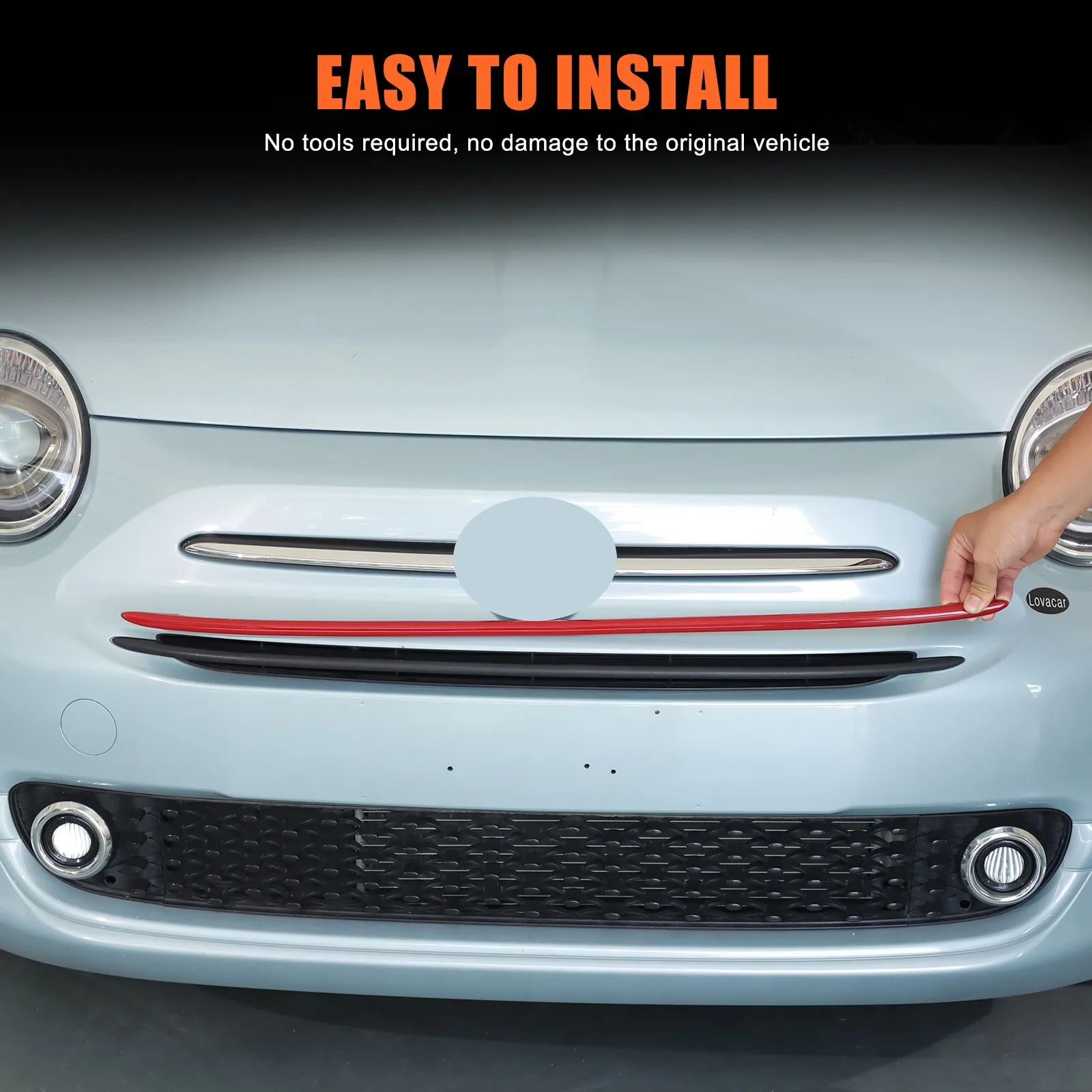 

1PCS ABS Carbon Style Car Front Center Grill Strip Decorative Trim For Fiat 500 2016-2024 Molding Kit Accessories