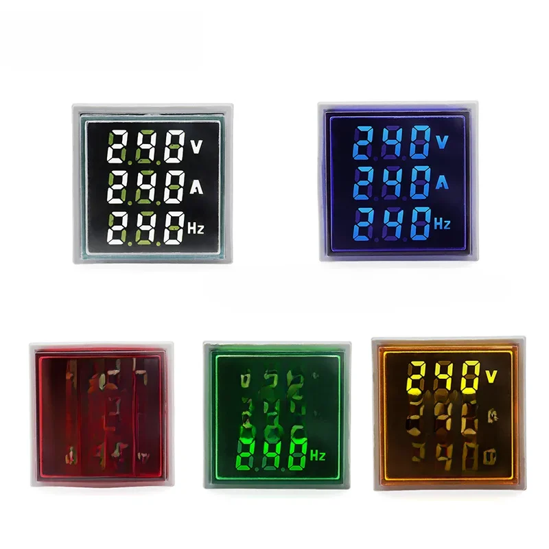 LED cyfrowy napięcie prądu Hertz kwadratowy wskaźnik miernik panelowy otwór 22mm z woltomierzem 0-100ACT częstotliwość amperomierza — zdjęcie 2
