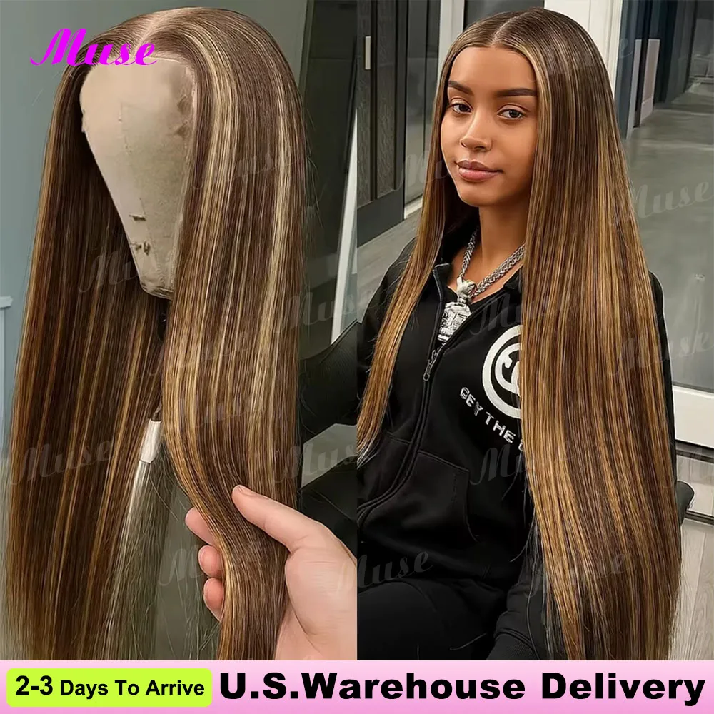 

Парик Highlight из натуральных волос, 13x6 HD Lace Frontal, прямые волосы 427, 30-38 дюймов, предварительно выщипанные бразильские парики, плотность 250%