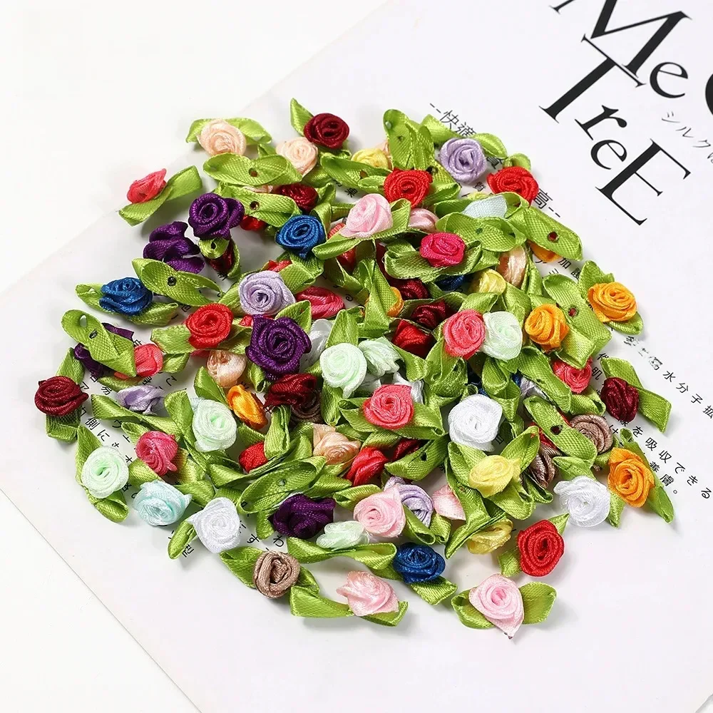 Mini Rosette à nœud papillon en soie de 2CM, 50 pièces/lot, pour la maison, ruban de fête de mariage, décoration de gâteau, Scrapbooking, fournitures artisanales de bricolage