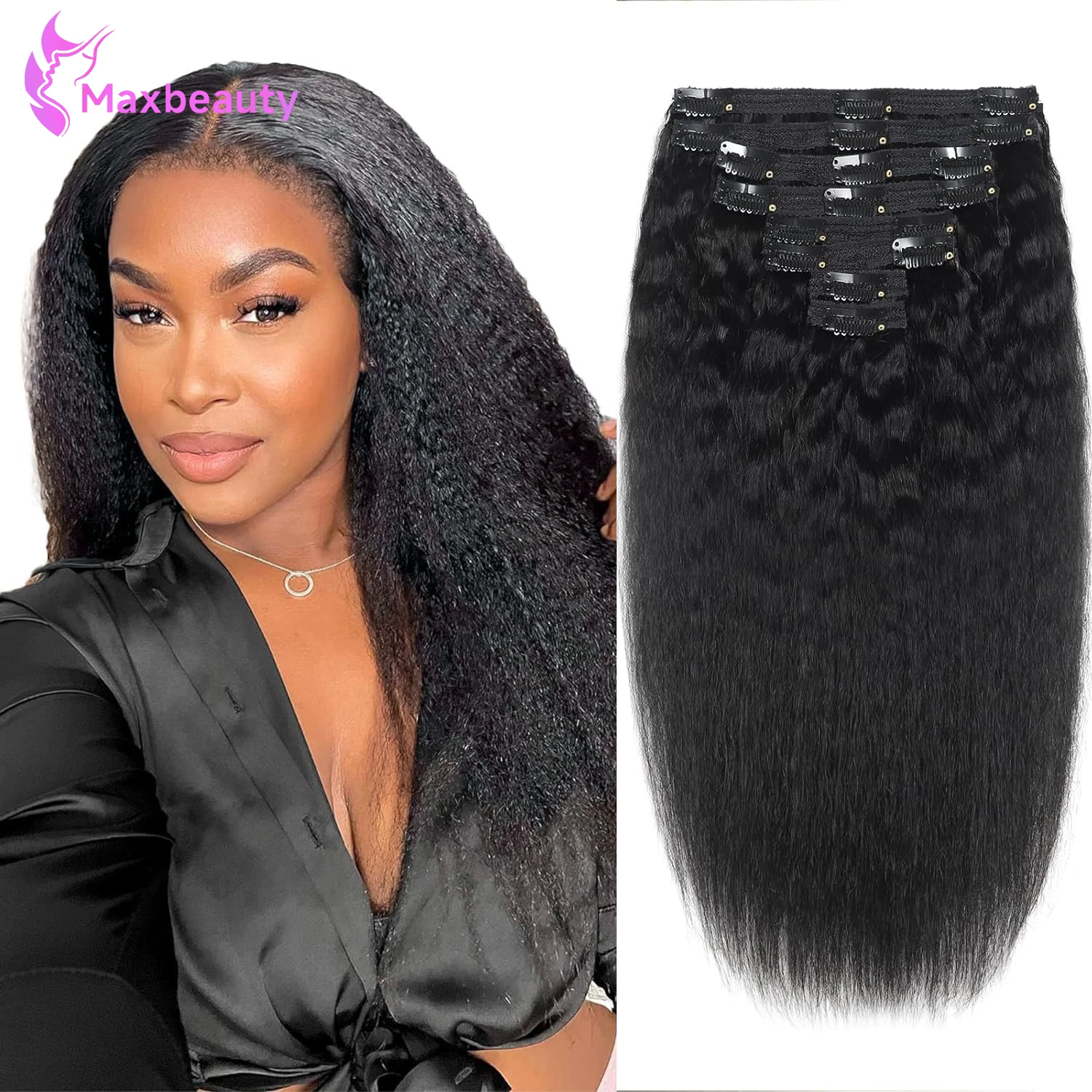 

Кудрявые прямые заколки для наращивания волос, настоящие заколки для человеческих волос для чернокожих женщин, бразильские волосы Remy Skin Weft, 8 шт., клипсы, 120 г/компл.