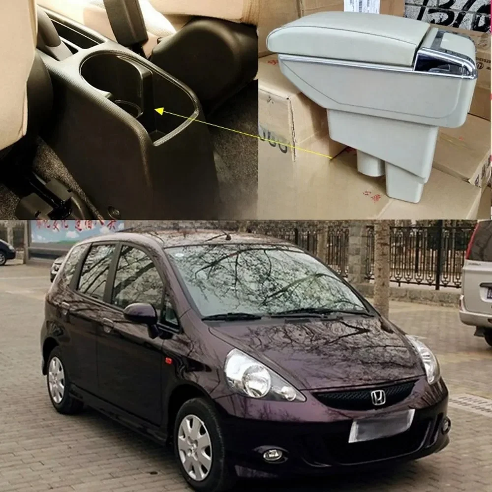Podnóżek obrotowy dla Honda Fit Jazz 2002-2008 Hatchback centrum pudełko do przechowywania na deskę rozdzielczą podłokietnik 2003 2004 2005 2006 2007 — zdjęcie 2