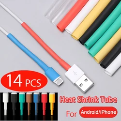 14 sztuk Protector Tube Saver rura termokurczliwa ładowarka kabel przewód USB Tube organizator Winder rękaw dla iPhone Xiaomi Samsung