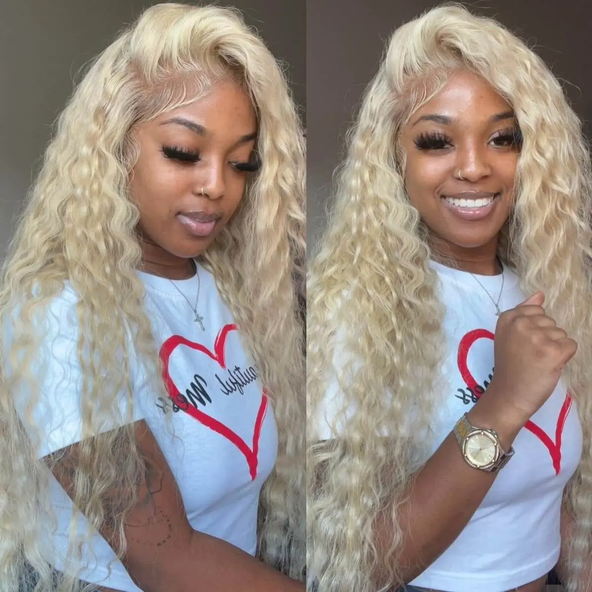 

613 Blonde Wig Curly Bob Brazilian Human Hair Lace Front Wig 13X4 HD Lace Frontal Deep Wave Wigs For Women Pre Plucked