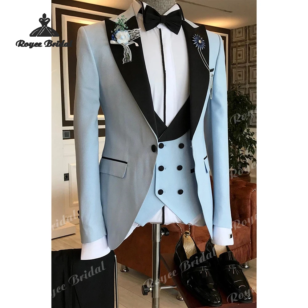 Traje de boda de tres piezas con una hilera de botones para hombre, traje de noche de negocios con solapa de pico 2026, trajes personalizados para hombre