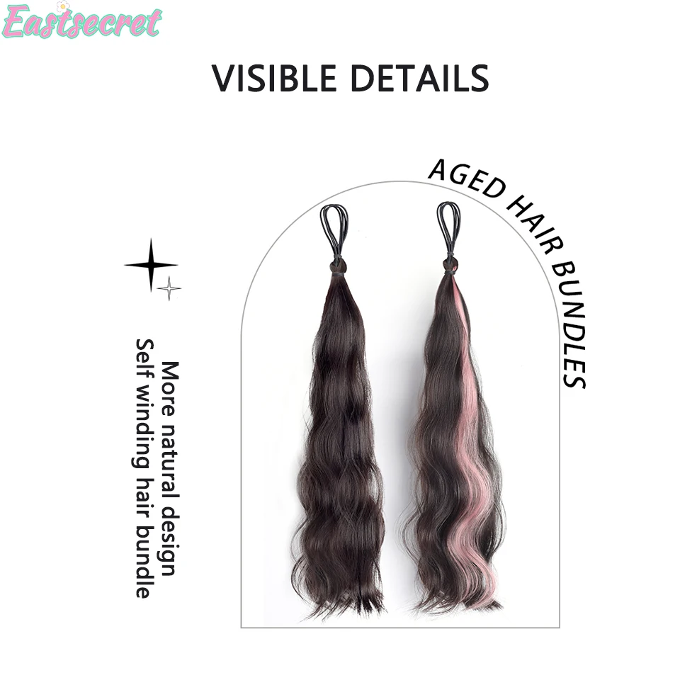 EASTSECRET-Extensões de cabelo sintético do bolo para mulheres, bagunçado encaracolado, peruca elástica do anel de cabelo, Donut bola cabeça, peruca alta do anel do cabelo do bolo