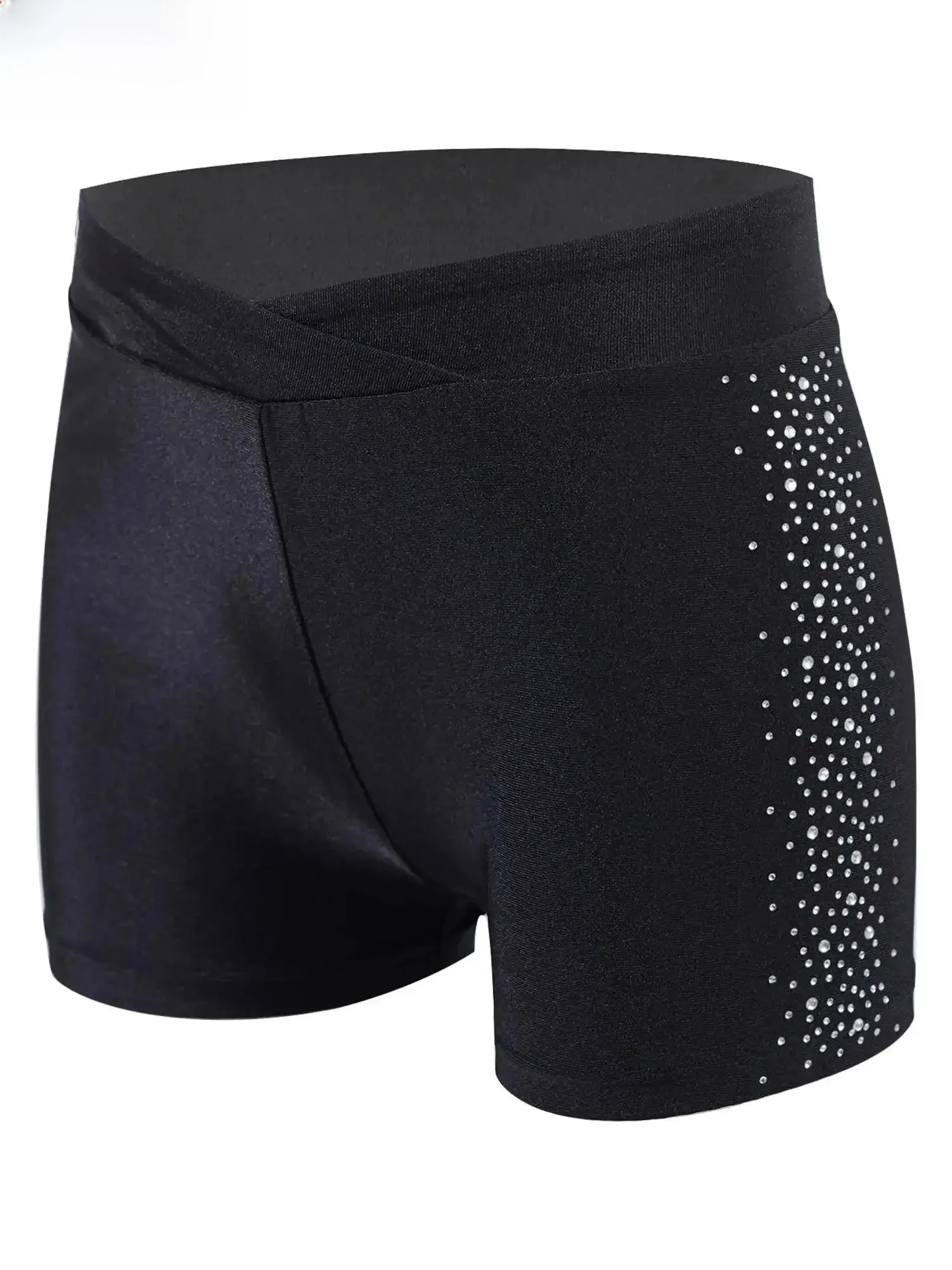 Short de danse de Ballet avec strass scintillants pour filles, Costume de spectacle de gymnastique, patinage artistique, ceinture élastique, Leggings courts