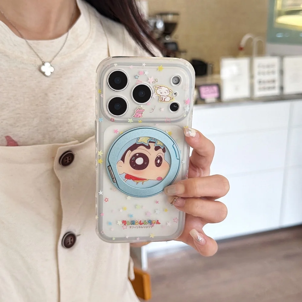 New INS Cute Cartoon Little Boy Star Print Phone Case for iPhone 17 Pro 16 Max 15 16 17 Pro Max 15Pro Kawaii with Magnetic Stand