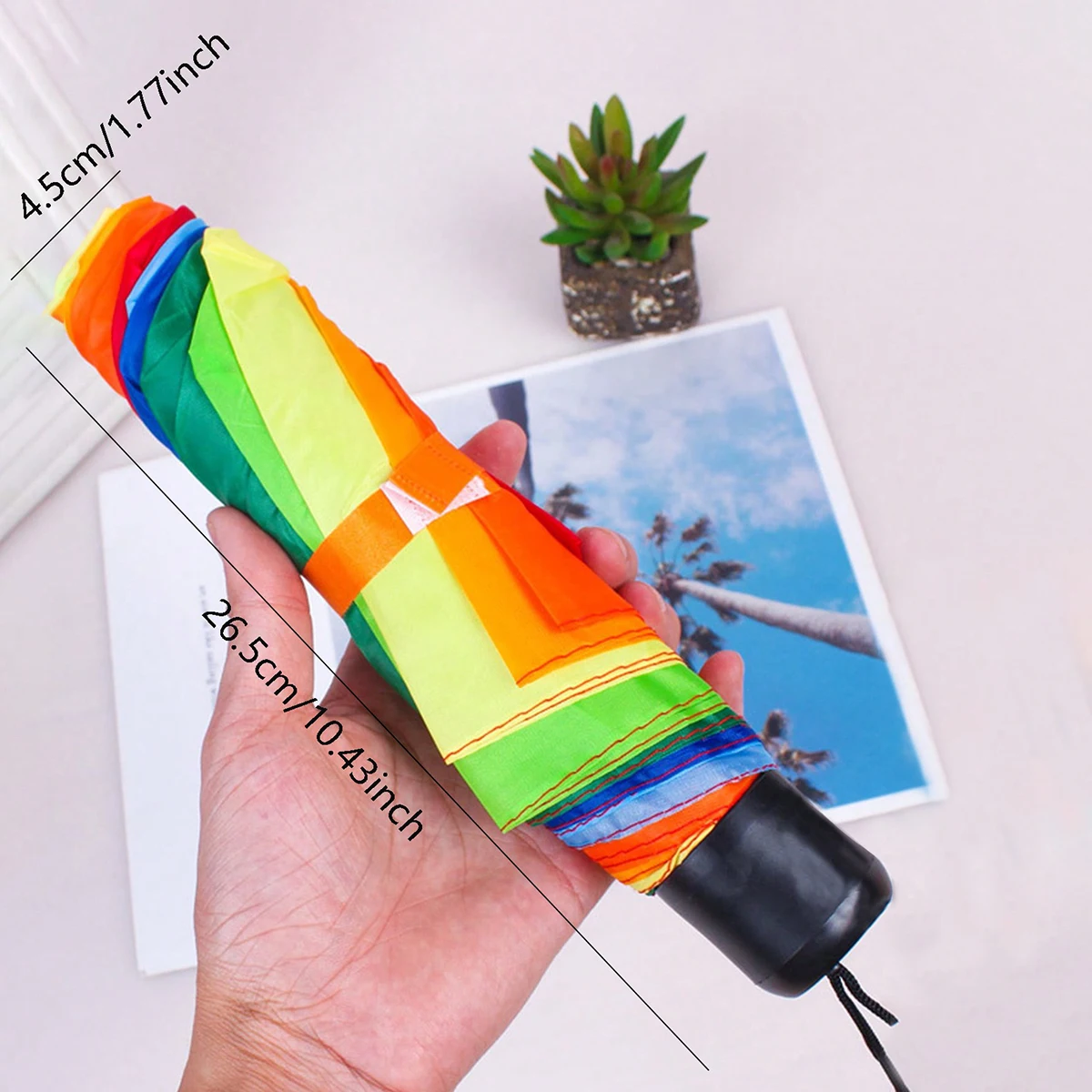 1pc Umbrella Advanced Sense Sunshade Umbrella Double Breathable Rainbow Umbrella Rain and Sunshine Triple Folding Umbrella