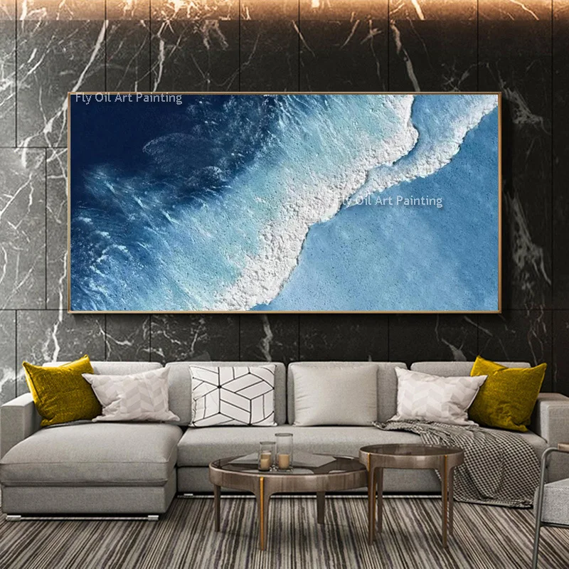 

Minimalist Sea Wave Art Neutral Tones Wave Oil Painting Handmade Texture Beige White Canvas Wall Art Modern Ocean Artwork Decor