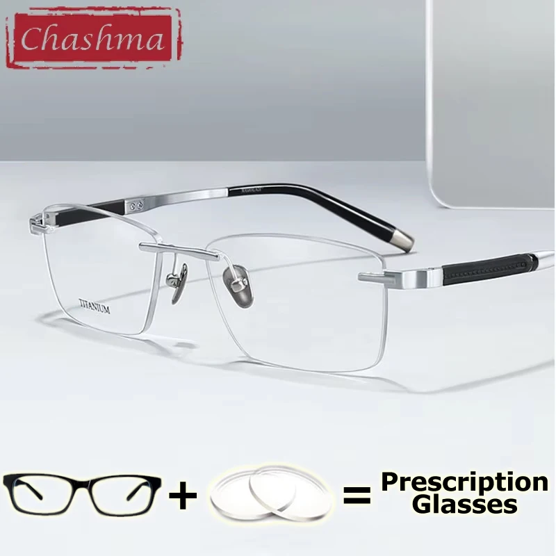 

Chashma Prescription Glasses Gentlemen Pure Titanium Eyewear Lenses with Recipe Optical Progressive Multifocal Eyeglasses Frames