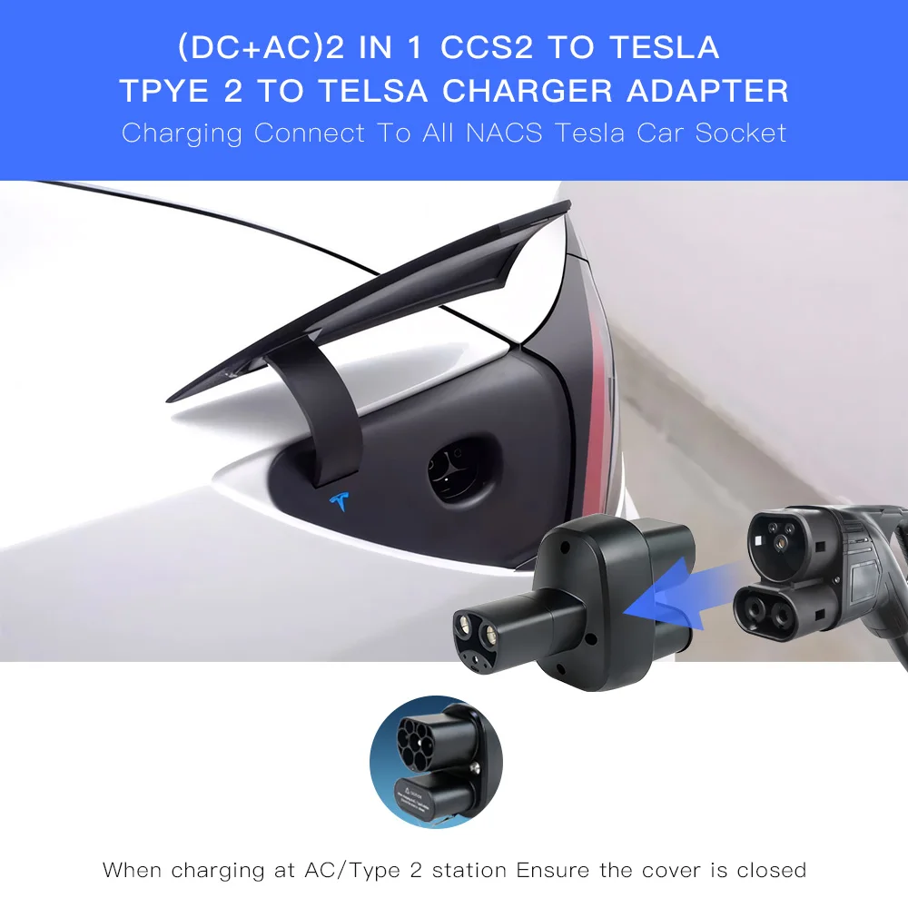 BOSDANTUN CCS2 to Tesla DC&AC EV Charger Adapter AC 32A DC 400A CCS2 to Tesla Model Y/S/3/X Electric Vehicle Charging 500V-1000V