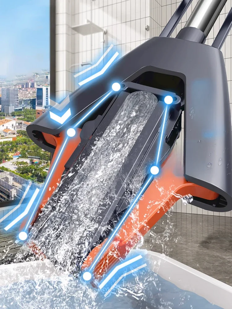 Mousse-vadrouille pliable sans eau, lavage des mains, tête en coton à presser, remplacement des carreaux de maison, bois, nettoyage ménager, écriture