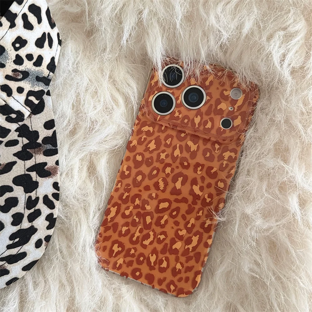 حافظة هاتف جديدة شاملة بفتحة رفيعة بطبعة الفهد، مناسبة لهاتف iPhone 17 Pro، 13، 14، 15، 16 Promax أزياء مضادة للسقوط